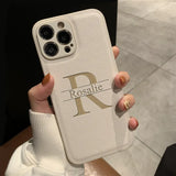 《16～14シリーズ》高品質レザー 大人カッコいい 大文字イニシャル 名入れ 文字入れ ８色 iPhone用ケース