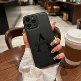 《16～14シリーズ》高品質レザー 大人カッコいい 大文字イニシャル 名入れ 文字入れ ８色 iPhone用ケース