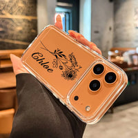 カスタム名 誕生花 好きな月の花柄 入り ロマンチックな贈り物 2色 iPhone用ケース