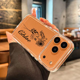 カスタム名 誕生花 好きな月の花柄 入り ロマンチックな贈り物 2色 iPhone用ケース
