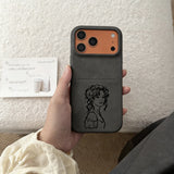 iPhone17/16/15/14/13対応｜写真を線画レーザー刻印♡ 名入れOK・カード収納付きオーダーメイドケース