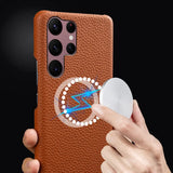 【MagSafe対応・本革】Galaxy S26 Ultra用ケース 高級レザーケース ワイヤレス充電対応 耐衝撃 ソフトTPUカバー
