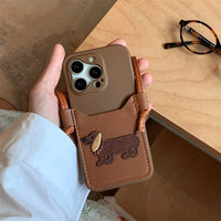 可愛いワンちゃん カードポケット付き クロースバディー 3色 iPhone用ケース