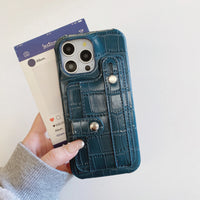 クロコダイルテクスチャー カード収納 ホールダー付き 5色 iPhone用ケース