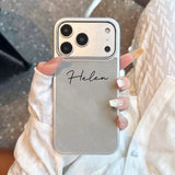 名入れ iPhone用ケース｜デニム調レザー・カスタムネーム対応