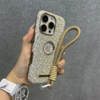 ラグジュアリー グリッター ダイヤモンドラインストーン リストストラップ付き 4色 iPhone用ケース