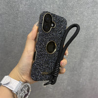 ラグジュアリー グリッター ダイヤモンドラインストーン リストストラップ付き 4色 iPhone用ケース
