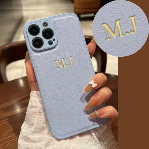 《16～13シリーズ》❣ 高品質レザー 文字 数字も ゴールド色で 刻印できる オーダーメイド ４色 iPhone用ケース(ゴールド：中央3D刻印)