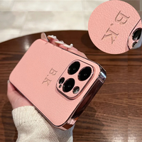 ラムスキンの イニシャル入れ ラグジュアリー オーダーメイド5色 iPhone用ケース(Colorless:中央3D刻印）