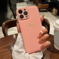 《16～13シリーズ》❣ 高品質レザー 文字 数字も ゴールド色で 刻印できる オーダーメイド ４色 iPhone用ケース(ゴールド：中央3D刻印)
