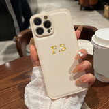 《16～13シリーズ》❣ 高品質レザー 文字 数字も ゴールド色で 刻印できる オーダーメイド ４色 iPhone用ケース(ゴールド：中央3D刻印)