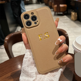 《16～13シリーズ》❣ 高品質レザー 文字 数字も ゴールド色で 刻印できる オーダーメイド ４色 iPhone用ケース(ゴールド：中央3D刻印)