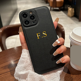 《16～13シリーズ》❣ 高品質レザー 文字 数字も ゴールド色で 刻印できる オーダーメイド ４色 iPhone用ケース(ゴールド：中央3D刻印)