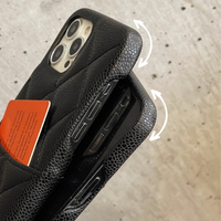 15シリーズ登場❣高品質リアルレザー キルティング カード収納できる 4色 iPhoneケース