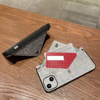 キラキラ可愛い  カード収納＆チェーン付き ２色 iPhoneケース