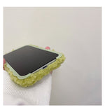 もこもこ緑のファーにキュートな羊 iPhone用 ソフトケース