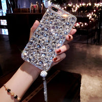 クリスタルラインストーン ダイヤモンドペンダント付き 4色 iPhone用ケース