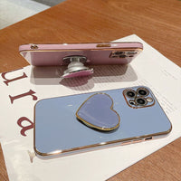 ぷっくりLOVE ハート型グリップ付き　6色 iPhone用ケース