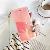 光の反射でキラキラ　ミラー風手帳型　６色　iPhoneケース-Magnolia Trend Store