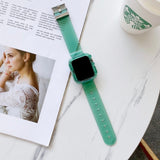 ネオンクリア　ストライプ6色　Apple Watchベルト&保護ケース