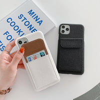 フタ付きレザーポケット　6色　カード収納できるiPhoneケース